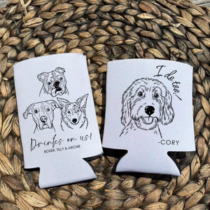 Custom Pet Wedding Can Cooler, Wedding Can Cooler Dog, Wedding Pet Can Holder, Dog Wedding Can Cooler, Custom Can Coolers, Wedding Favors
