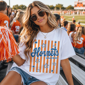 Comfort Colors Custom Mascot Team Shirts, Striped School Spirit Shirt, Game Day Mom Shirt, Back To School