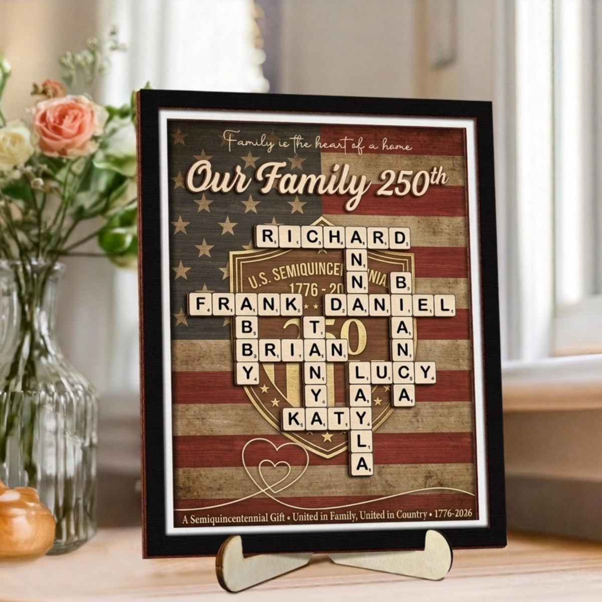 Custom Family Scrabble Name Art: 2026 250th Anniversary Edition