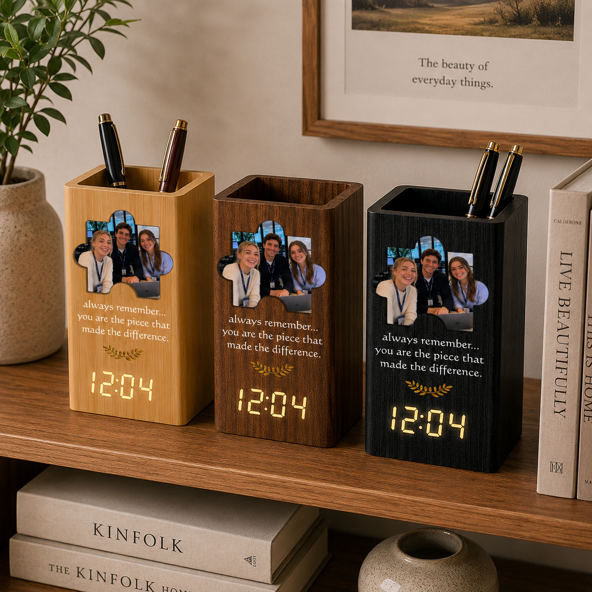 You Are The Piece That Made The Difference - Personalized Pen Holder With Clock - Retirement Gift, Office Gift
