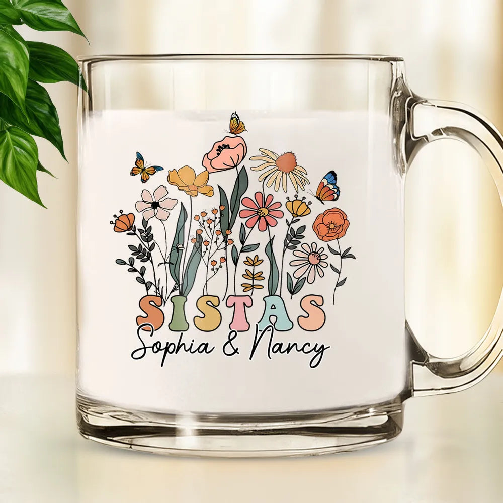 Best Friend Wildflowers - Personalized Glass Mug - Gift For Friends, Bestie, Soul Siser, BFF