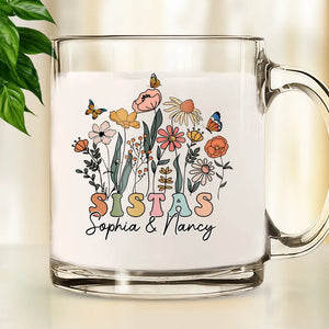 Best Friend Wildflowers - Personalized Glass Mug - Gift For Friends, Bestie, Soul Siser, BFF