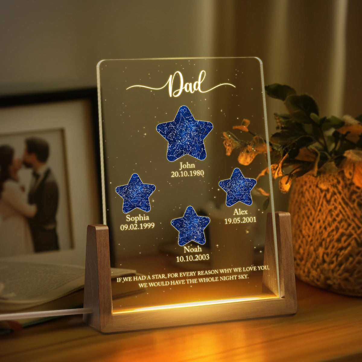 Personalized Star Map Night Light Dad Gift, Custom Star Map By Date, Gift For Daddy, The Night You Became My Dad Gift, LED Star Light Lamp