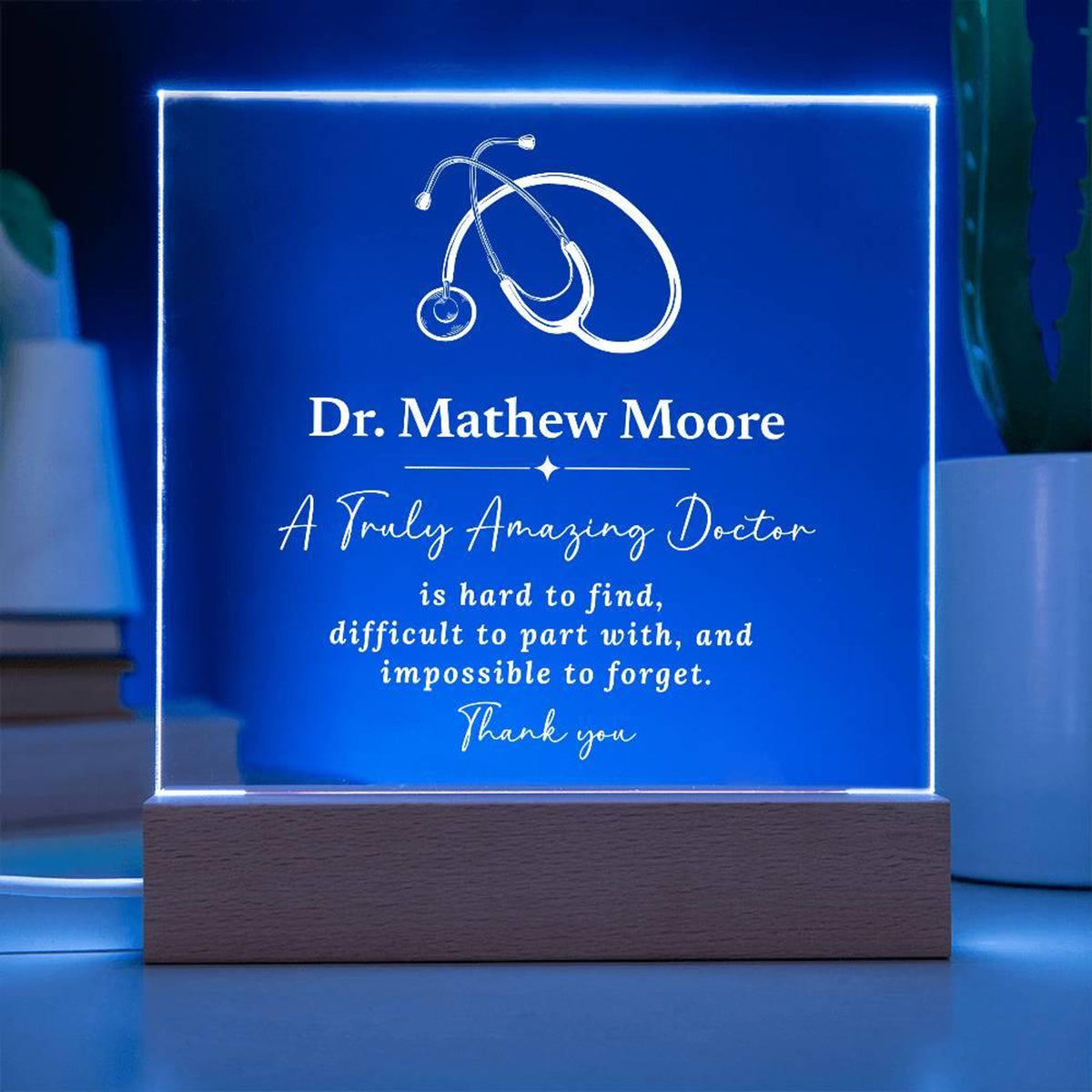 Gift for Doctor Personalized LED Night Light, Coworker Gift, Gift for Family Doctor, Dr Thank You Retirement Gift, Doctor Gifts
