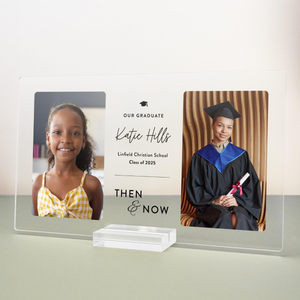 Personalized Graduation Photo Plaque, Then and Now Acrylic Keepsake, Graduation Gift
