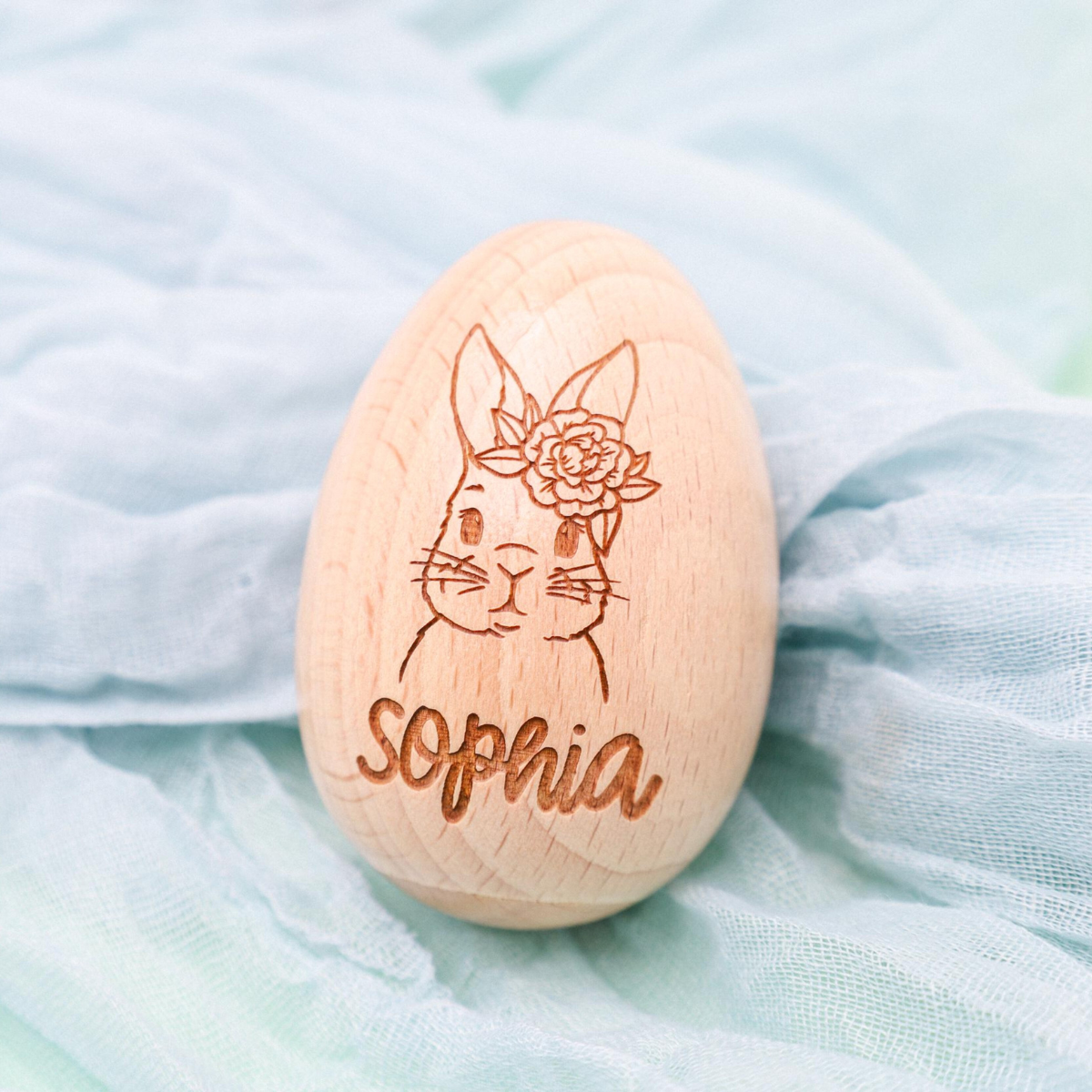 Personalized Wooden Engraved Easter Egg, Bunny Eggs with Name Eggs for Kids, Easter Basket Decoration, Unique Easter Decor, Custom Wood Egg