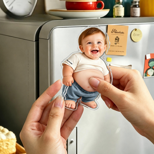 Personalized Baby Face Squishy Belly Fridge Magnet, Custom Kid's Photo Squeeze Magnet, Kitchen Decor