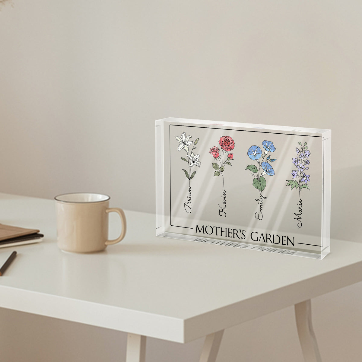 Mother's Garden With Little Flowers - Personalized Acrylic Plaque - Gift For Mom, Mother's Day, Birthday Gift