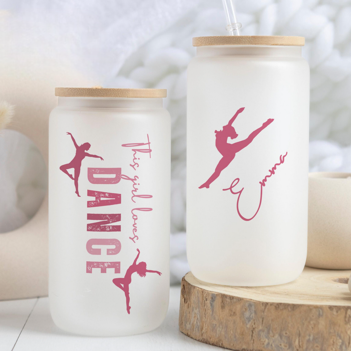 Personalized Dance Cup Dance Team Gifts Glass Tumbler, Dancer Gifts, Dance Glass Tumbler With Name, Custom Ballet Iced Coffee Cup Ballet Dancer Gift