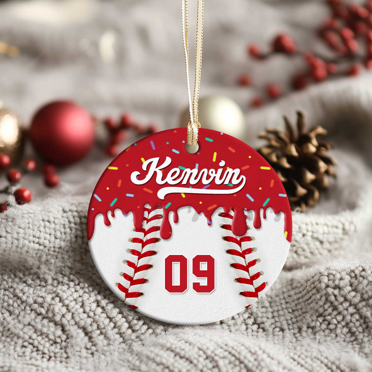 Personalized Baseball Ornament Custom Name & Number Baseball Gift, Baseball Christmas Ornament for Player or Team, Baseball Team Keepsake