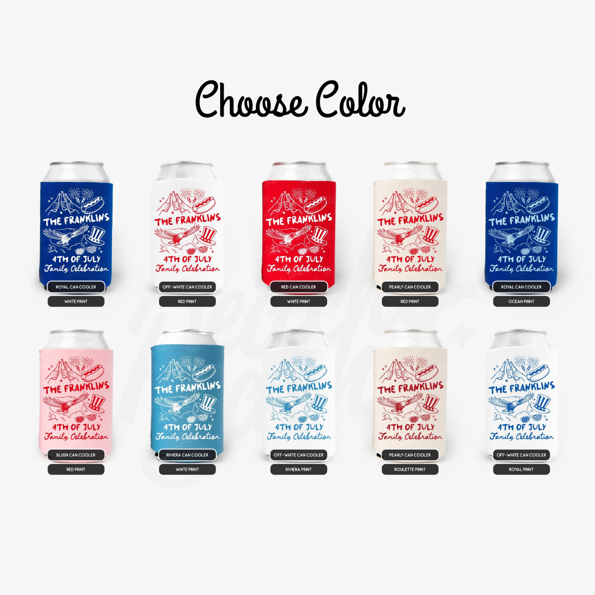 4th of July Friends Reunion Can Coolers - Custom 4th of July Family Reunion Party Favors - Personalized Cozies in Regular and Slim Size