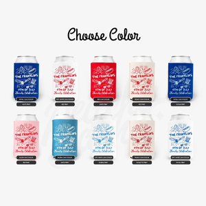 4th of July Friends Reunion Can Coolers - Custom 4th of July Family Reunion Party Favors - Personalized Cozies in Regular and Slim Size