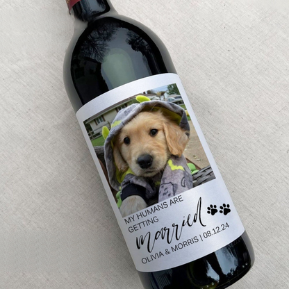 Personalized My Humans Are Getting Married Wine Label/Custom Dog Engagement Gift/Custom Pet Engagement Gift/Cat Engagement Gift/Gift for her