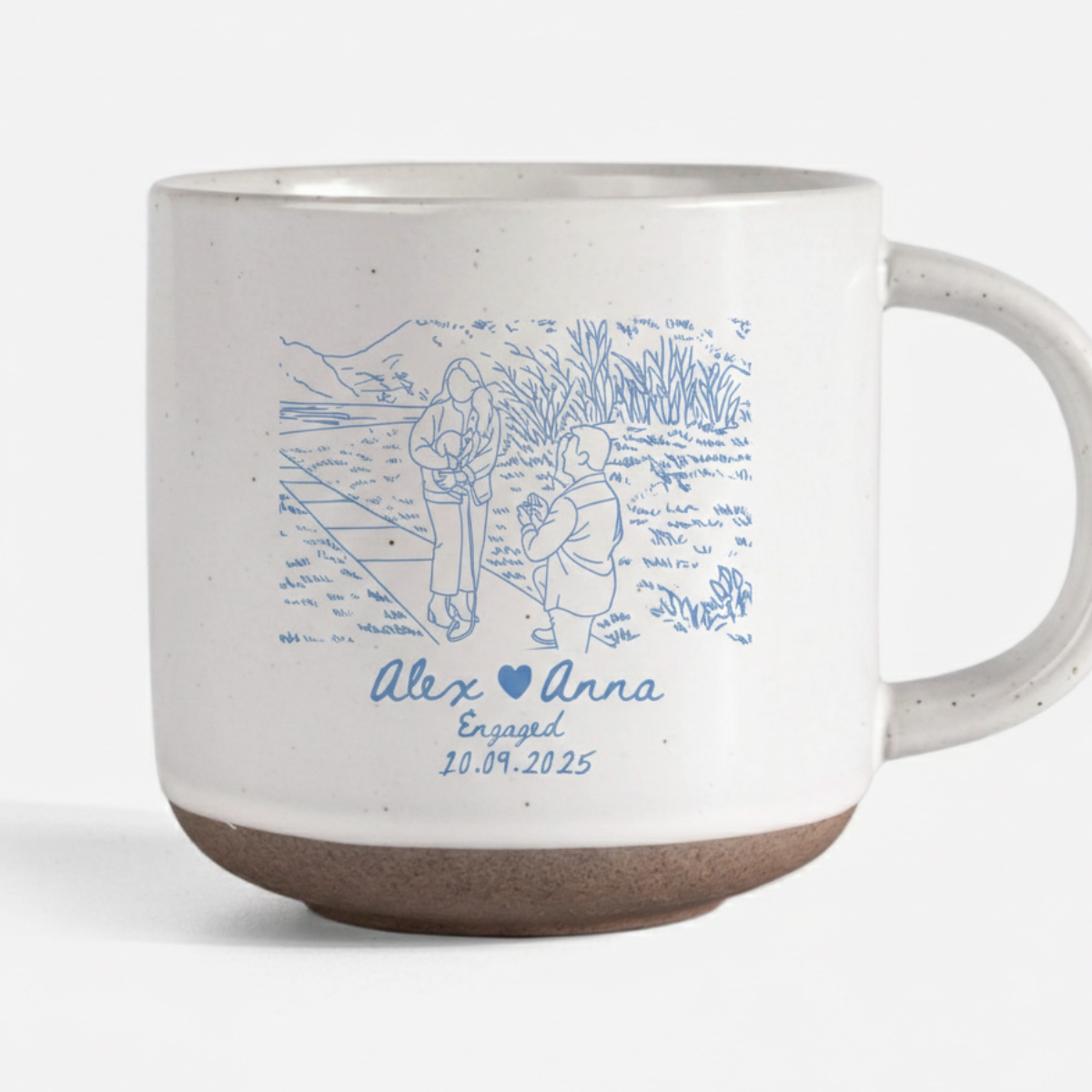 Custom Couple Portrait Pottery Mug, Valentine Gift, Anniversary Gift for Couple, Couple Drinkware Gift, Engagedment, Wedding Gift