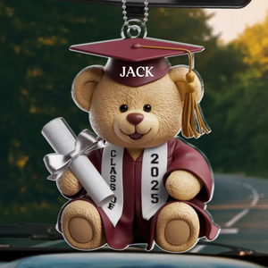 Graduation Bear - Personalized Car Ornament - Graduation Gift For Friends, Sisters, Besties