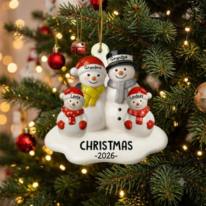 Snowman Grandparents - Personalized Custom Shaped 3D Ornament