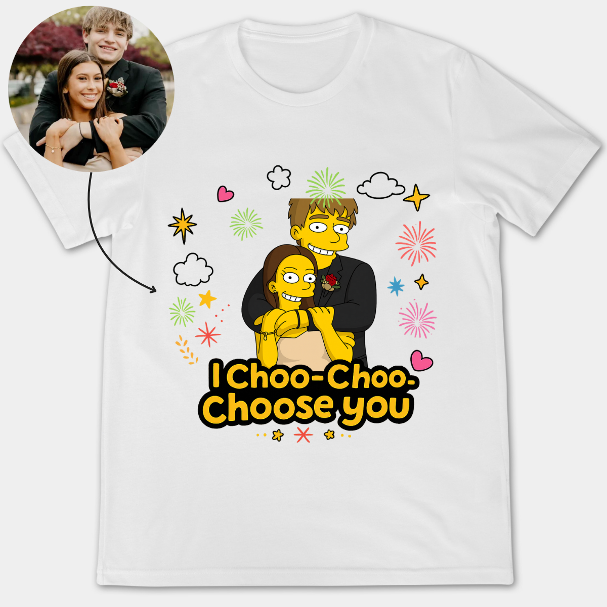 I Choose You Couple Simpsonized Portrait Photo - Personalized Apparel - Gift For Couple, Gift For HIm, Gift For Her