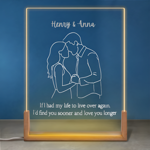 I'd Find You Sooner And Love You Longer Couple Photo Portrait - Personalized Desk Name Plate Night Light - Anniversary Gift, Valentine's Day Gift For Couple