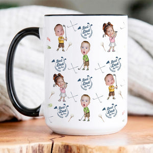 Personalized Dad Golf Mug: Custom Baby Face Golf Mug, Funny Dad By Par Gift from Kids, Father's Day Gift for Husband