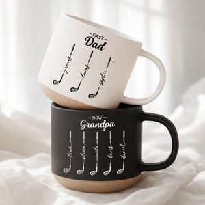 Personalized First Dad Now Grandpa Pottery Mug, Custom Father Day Golf Gift, Golf Lover Gift For Him,Dad Birthday Gift,Gift For Dad, Grandpa