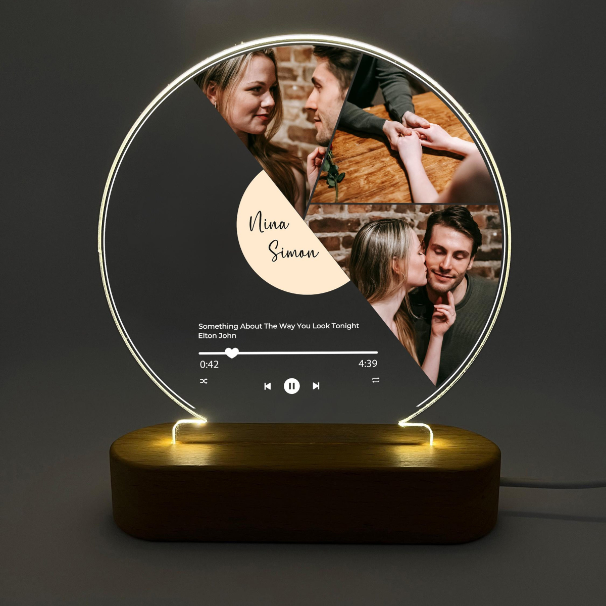 Custom Music Plaque with Photos, Personalized Photo Night Light Plaque, Bedroom Decor, Custom Led Night Light, Custom Wedding Gift Ideas