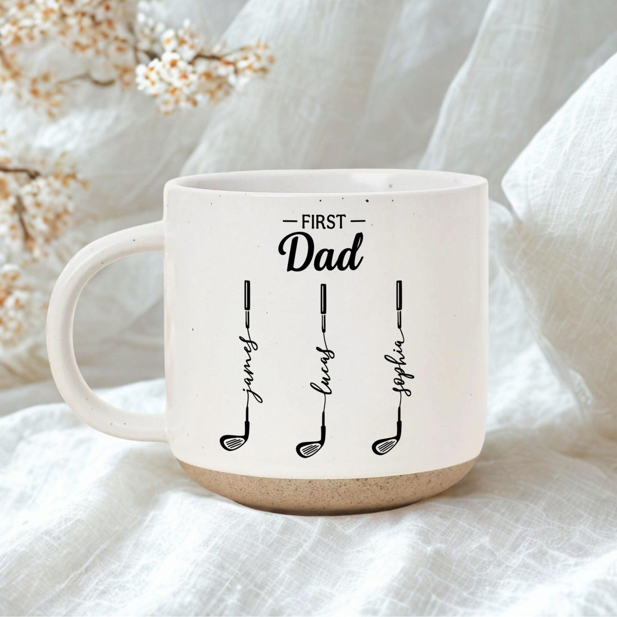 Personalized First Dad Now Grandpa Pottery Mug, Custom Father Day Golf Gift, Golf Lover Gift For Him,Dad Birthday Gift,Gift For Dad, Grandpa