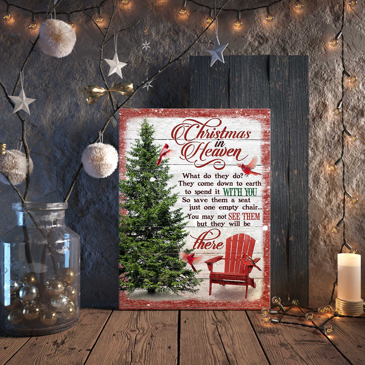 Christmas in Heaven Sign, Christmas Memorial Canvas, In Loving Memory Sign, Remembrance Sign