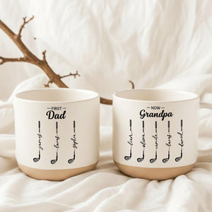 Personalized First Dad Now Grandpa Pottery Mug, Custom Father Day Golf Gift, Golf Lover Gift For Him,Dad Birthday Gift,Gift For Dad, Grandpa