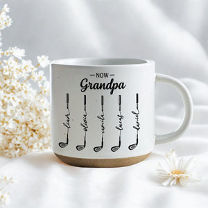 Personalized First Dad Now Grandpa Pottery Mug, Custom Father Day Golf Gift, Golf Lover Gift For Him,Dad Birthday Gift,Gift For Dad, Grandpa