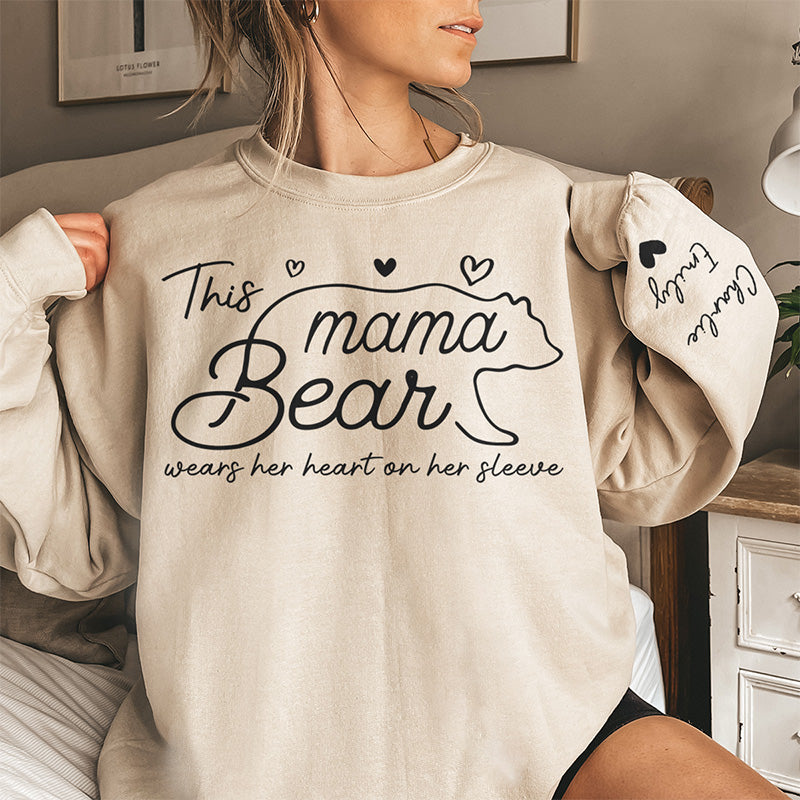 This Mama Bear Wear Her Heart On Her Sleeves Personalized Front