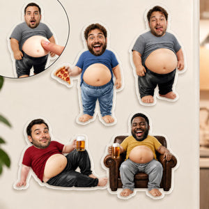 Personalized Funny Daddy Face Squishy Belly Fridge Magnet, Father's Day Gift For Husband, Custom Dad Photo Squeeze Magnet, Kitchen Decor