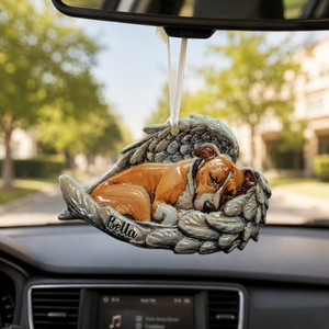 Personalized Watercolor Photo Dog Loss Memorial Real 3D Raised Ornament, Sleeping Pet Within Angel Wings, Loss Pet Gifts, Dog Lovers Gift