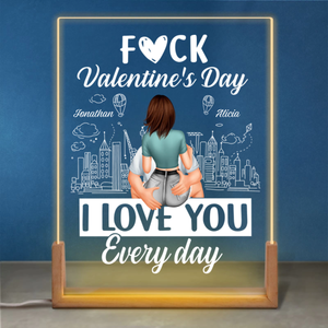 Forget Valentine's Day, I Love You Everyday - Personalized Desk Name Plate Night Light - Anniversary Gift, Valentine's Day Gift For Couple