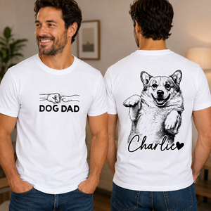 Custom Photo Sketch Line Furry Friends - Personalized 2-side Printed T Shirt - Father's Day, Mother's Day, Birthday Gifts For Dog Cat Lovers