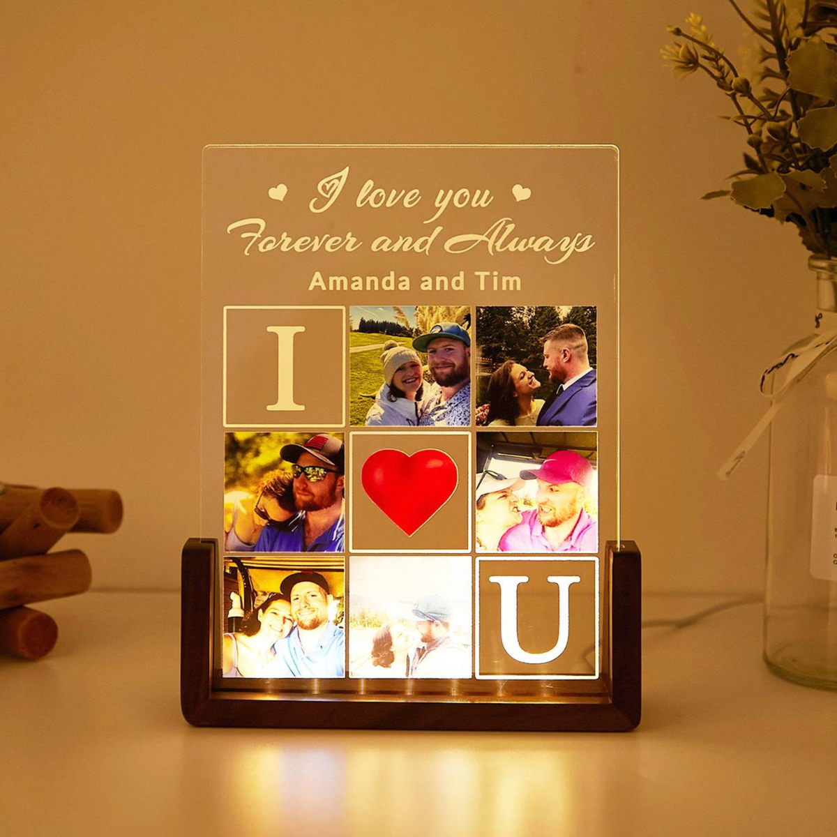 Personalized DIY Photo Night Light For Couple, Photo Collage LED Light, Custom Photo Lamp, Anniversary Gift, Birthday Gift For Couple