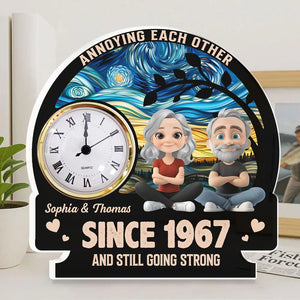 Annoying Each Other And Still Going Strong Doll Couple - Personalized Acrylic Desk Clock - Gift For Couple, Anniversary Gift
