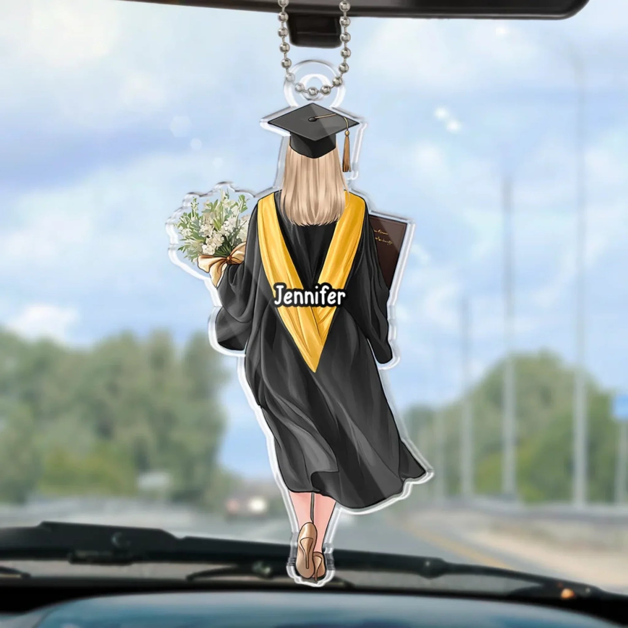 Greater Things Are Waiting - Personalized Car Ornament - Graduation Gift For Daughter