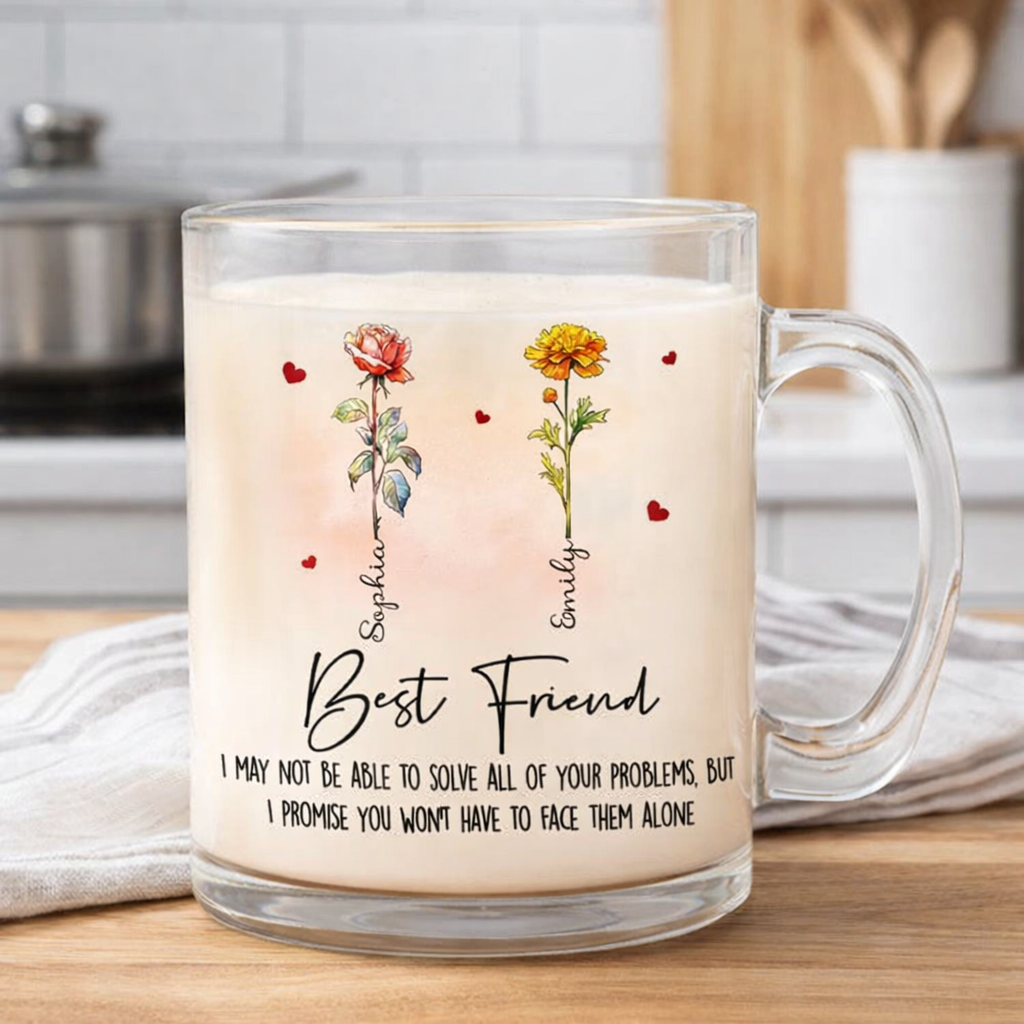 Best Friends I Promise You Won't Be Alone - Personalized Glass Mug - Gift For Besties, Soul Sisters, Best Friends