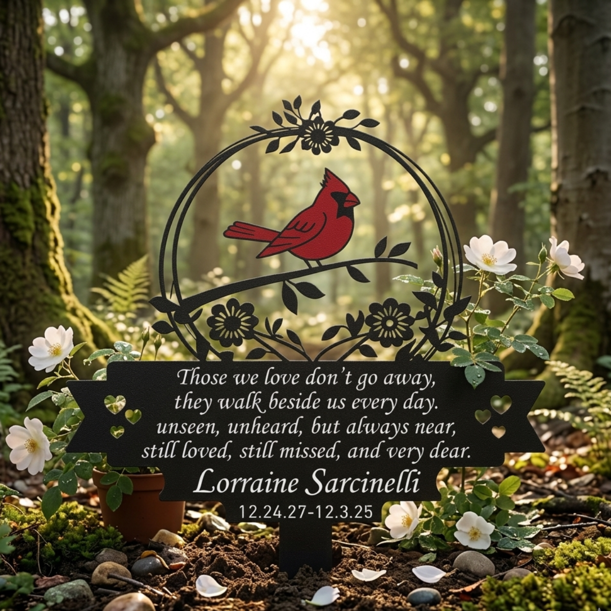 Personalized Memorial Stake Metal Sign, Cardinal Garden Stakes, Cardinals Appear, Metal Cemetery Decorations, Stake for Outdoors Yard Garden