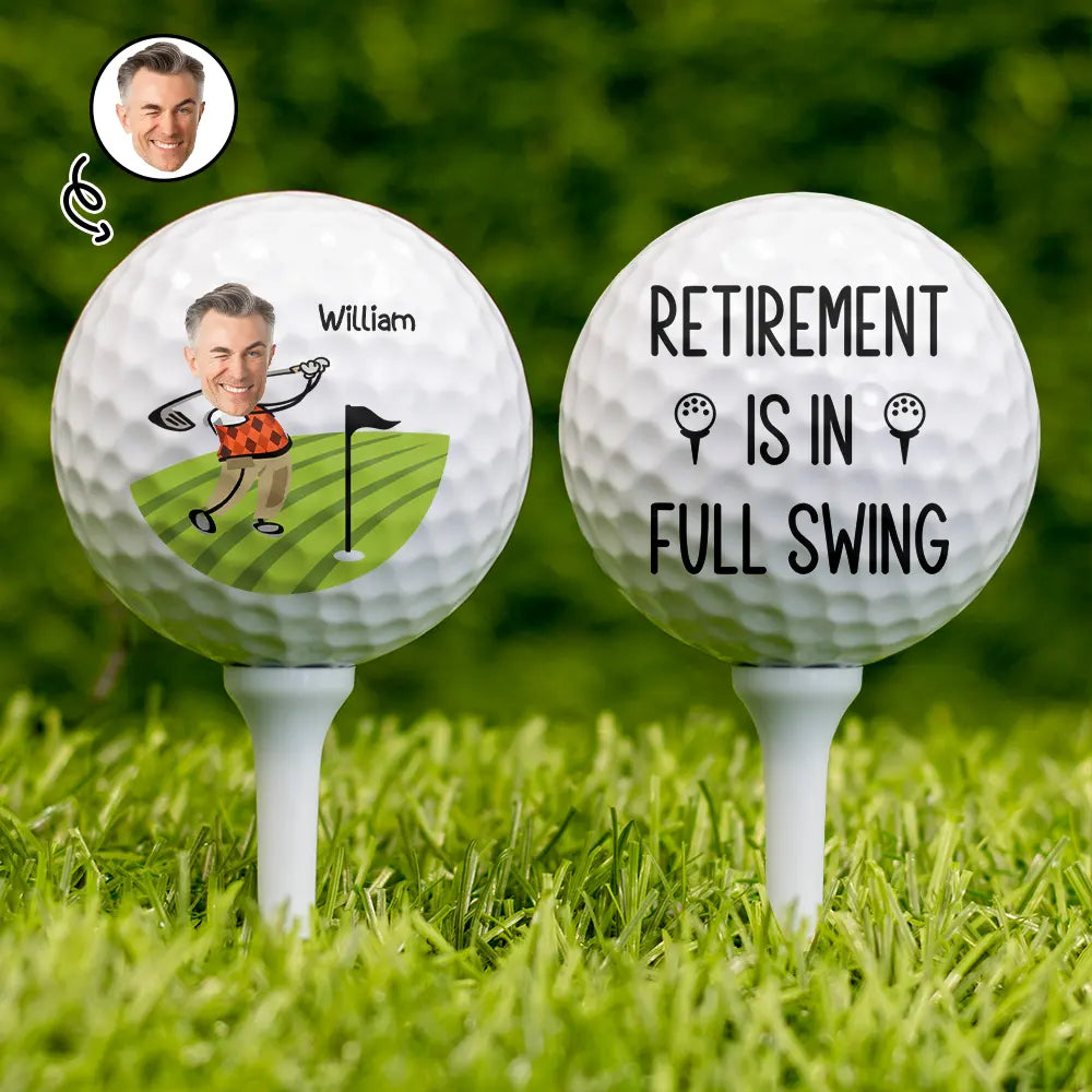 Retirement Is In Full Swing - Custom Golf Ball - Retirement Gift For Dad, Father, Grandpa