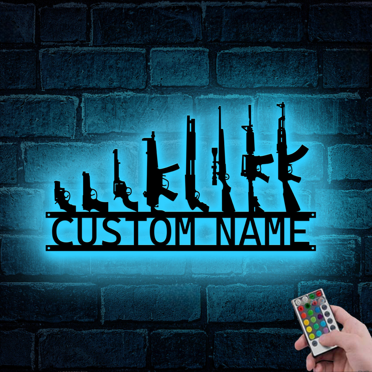 Custom Gun Metal Sign LED Light, Gun Metal Wall Art, Personalized Armory Sign, Armory Decor, Military Decor, Veteran Gift