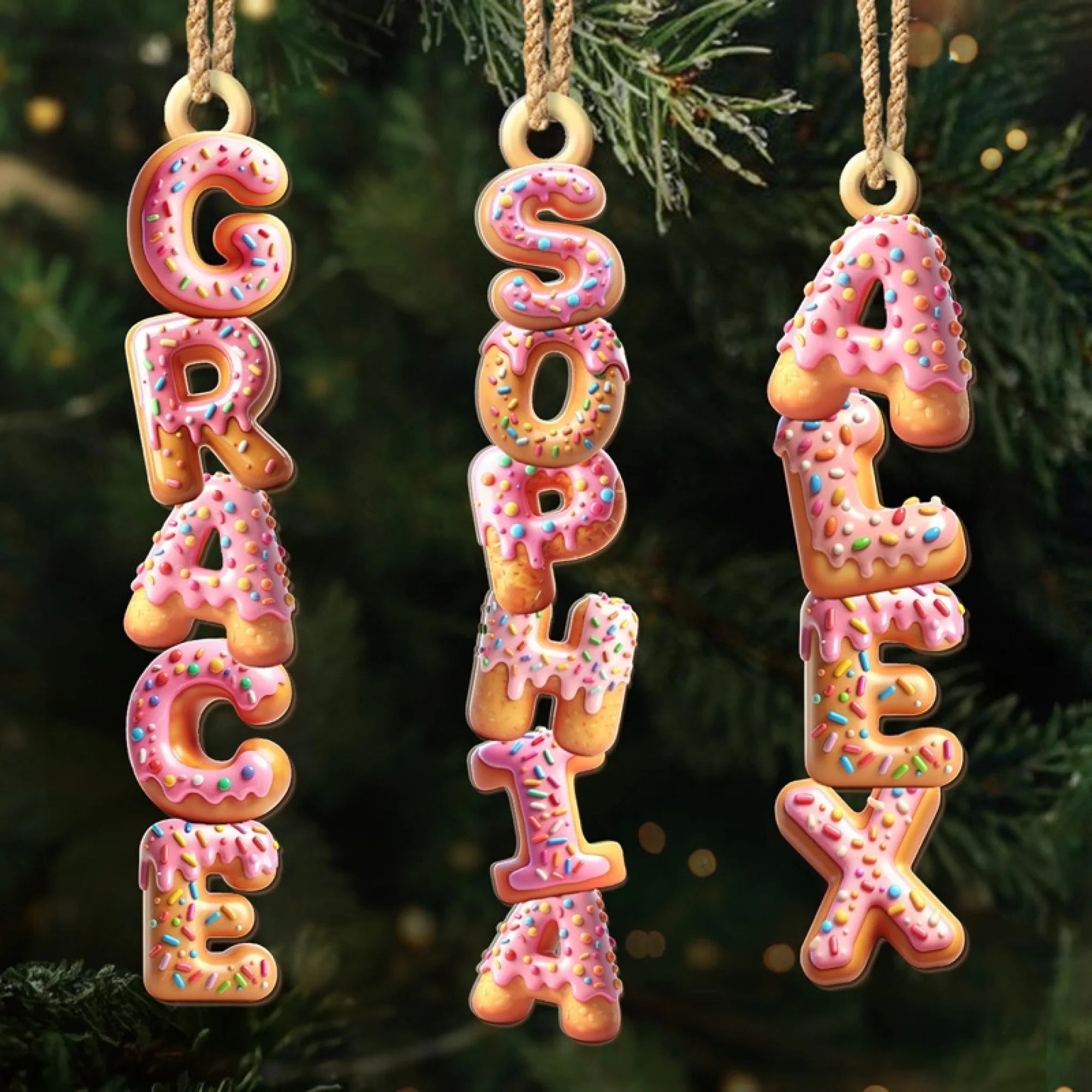 Custom Donut Letter Ornament, A Donut Full Of Merry Vibes, Christmas Gift For Family