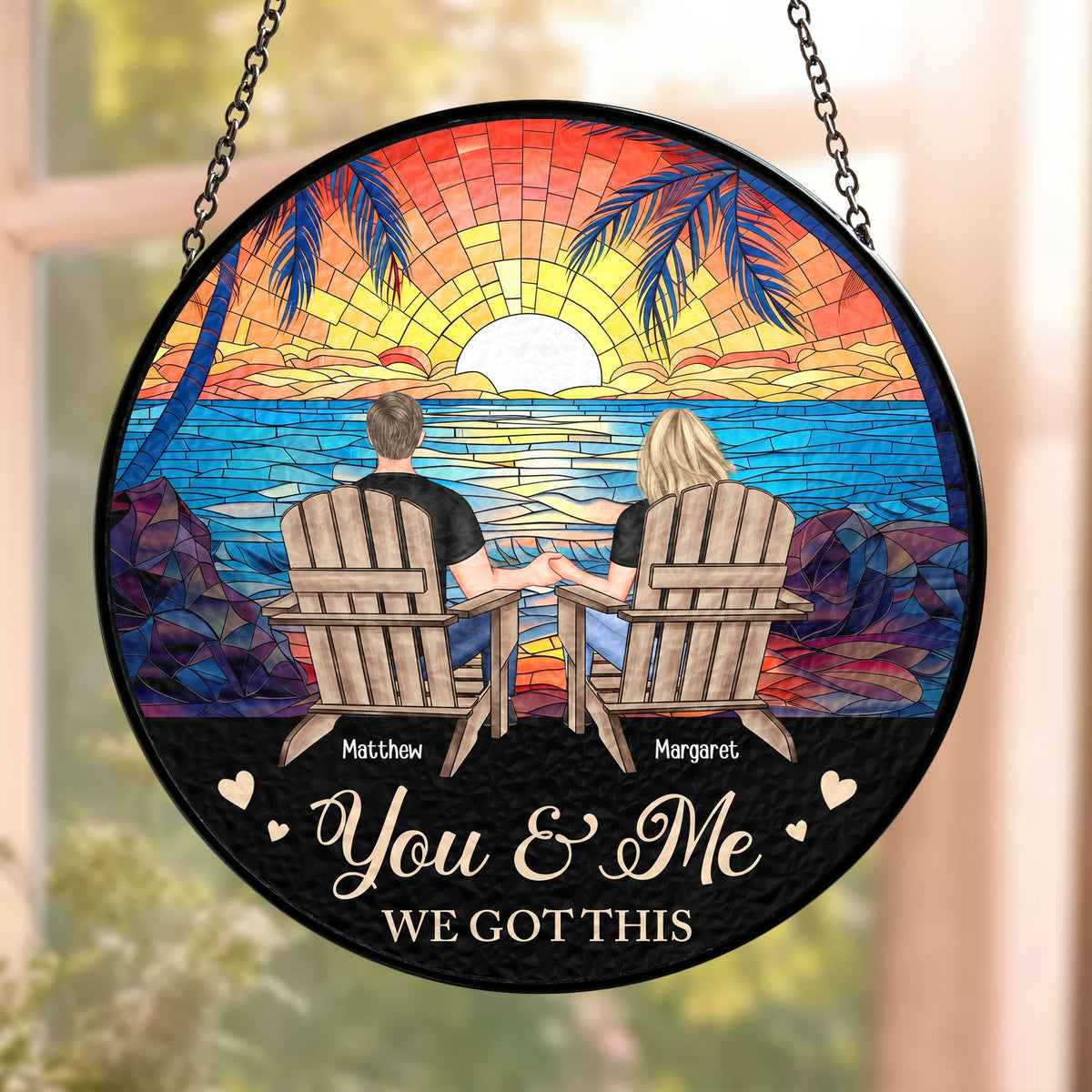 I Found You & You Found Me - Personalized Suncatcher Ornament - Gift For Couple, Anniversary Gift, Room Decor