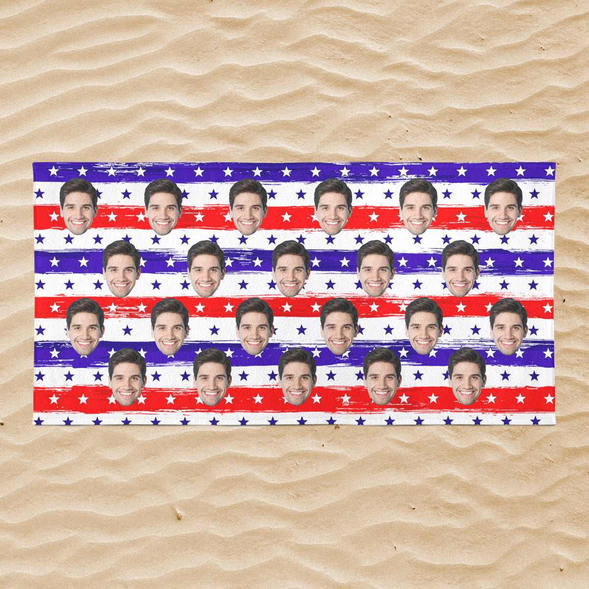 National Flag Independent Day Gift, Personalized Face Beach Towel, Personalized Photo Bath Towel, Custom Pool Towel, Outside, Birthday, Vacation Gift