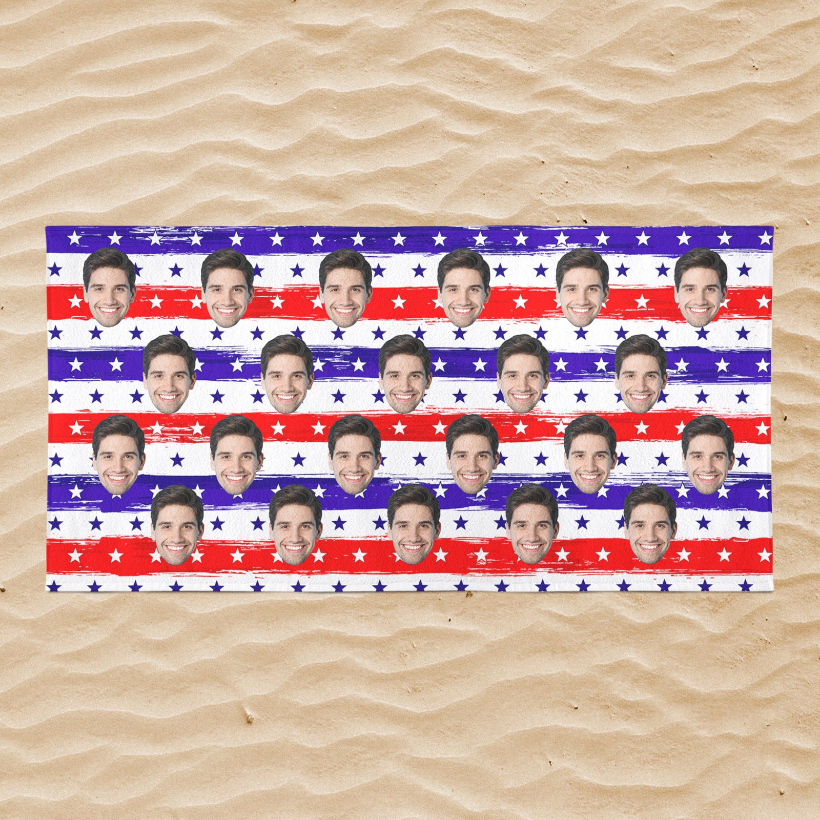 National Flag Independent Day Gift, Personalized Face Beach Towel, Personalized Photo Bath Towel, Custom Pool Towel, Outside, Birthday, Vacation Gift
