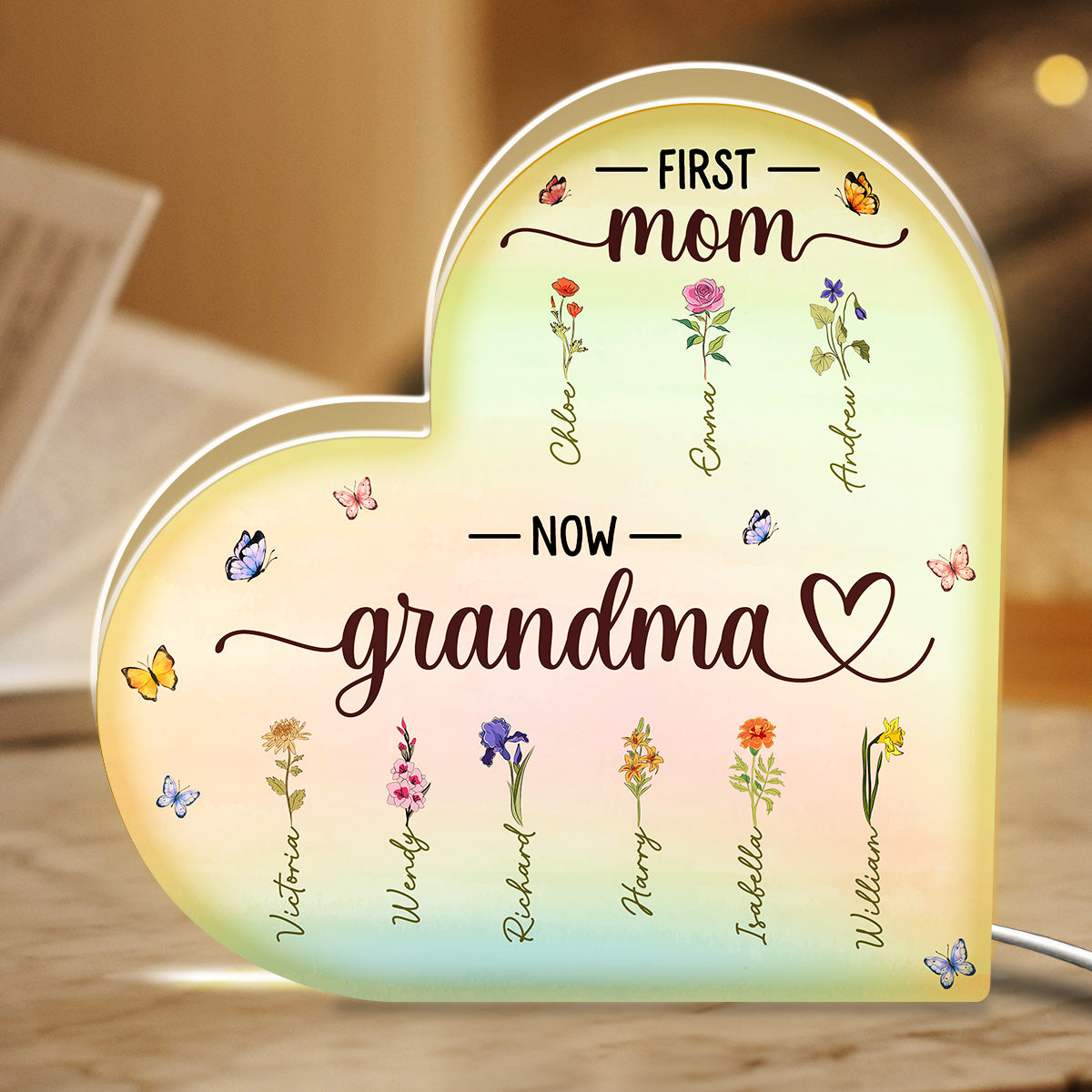 First Mom Now Grandma - Personalized Acrylic Light Box - Gift For Mom, Grandma