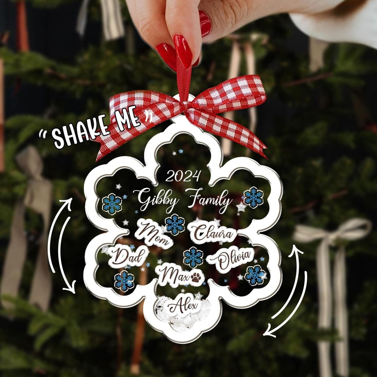 Christmas Snowflake Family Ornaments, Family Ornament, Personalized Family Christmas Ornament, 4D Shake Family Ornament, Christmas Gift, Family Keepsake 2024