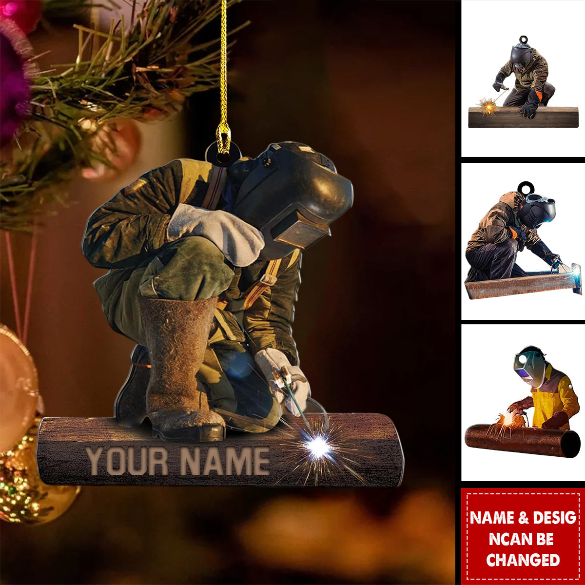 Personalized Name Welder Ornament Christmas, Welder Tool Ornament, Gift For Welder, Christmas Ornament Welder Outfit, Custom Welder Ornament