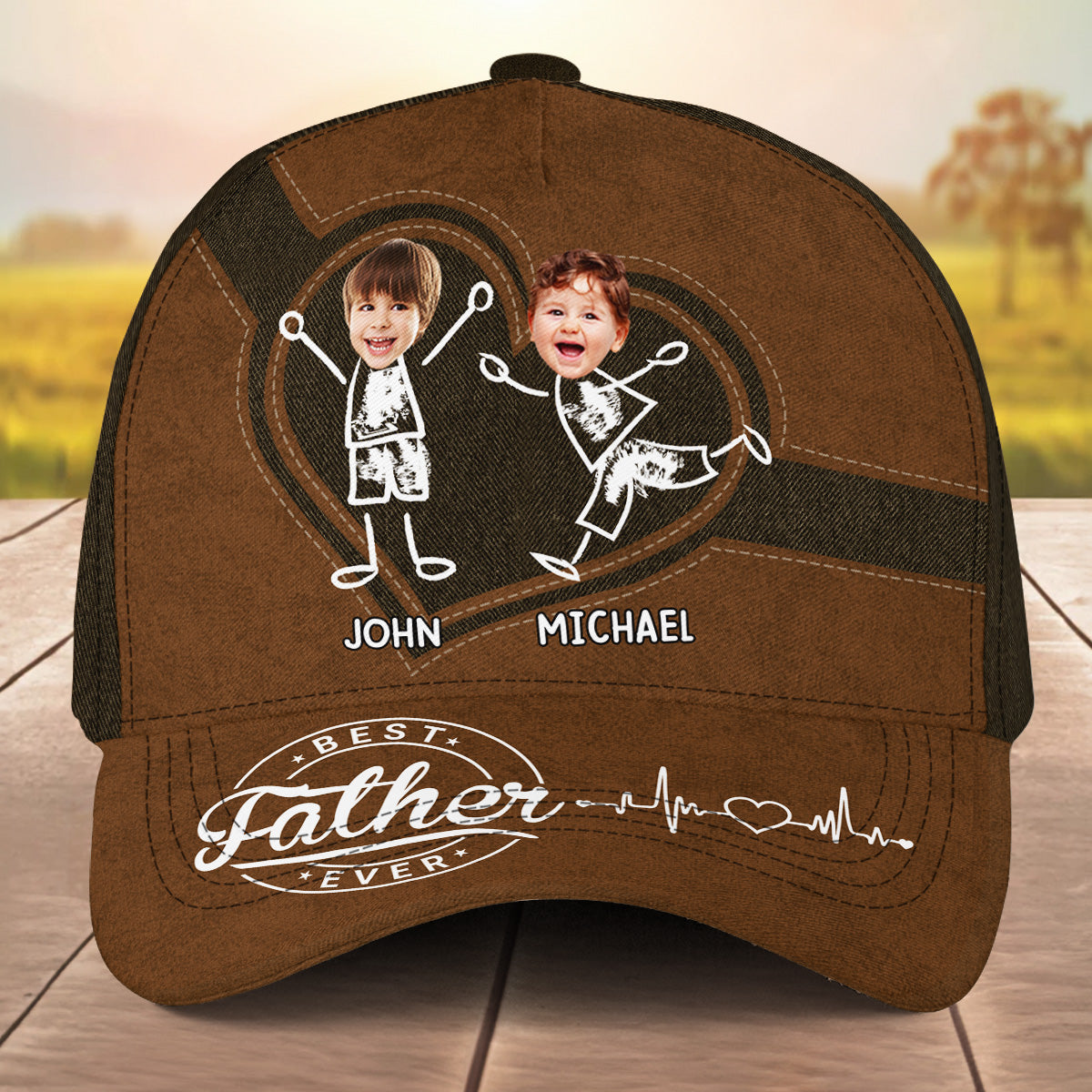 Best Dad Ever Custom Kid's Face - Personalized Classic Cap - Father's Day Gift For Dad, Grandpa