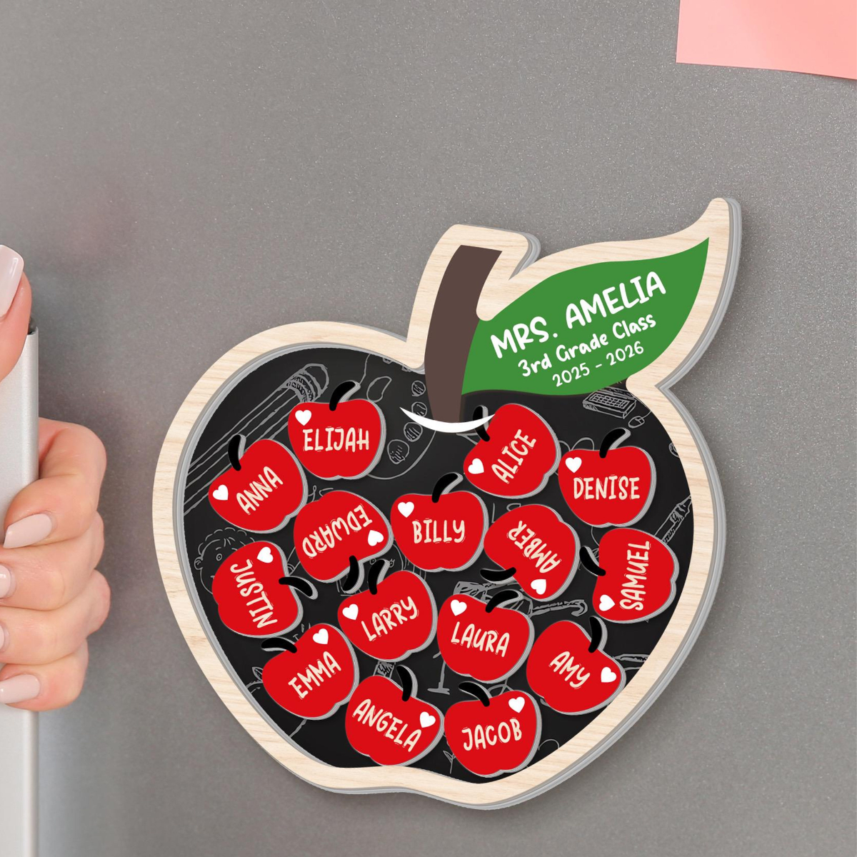 Custom Teacher Apple Magnet 3D, Teacher Gifts, Back To School Gifts, Teacher Name Magnet, Teacher Shaker Magnet, Thank You Teacher Gifts